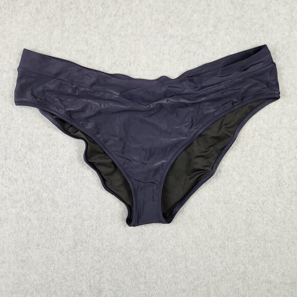 NWT J. Crew Swim Bottom Cross Front Bikini Size 2X Navy Blue BF171 - Picture 1 of 8
